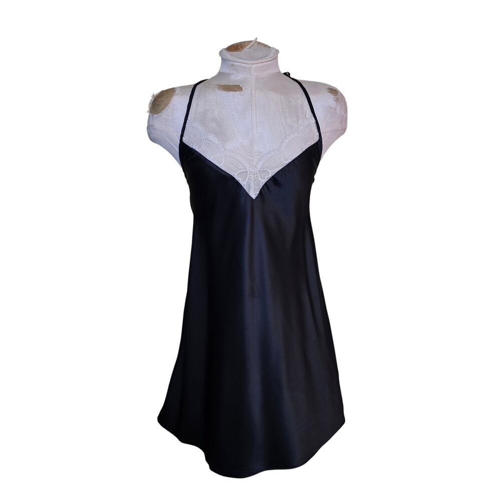 Flora by Flora Nikrooz Black Night Gown Lace Trim Size S